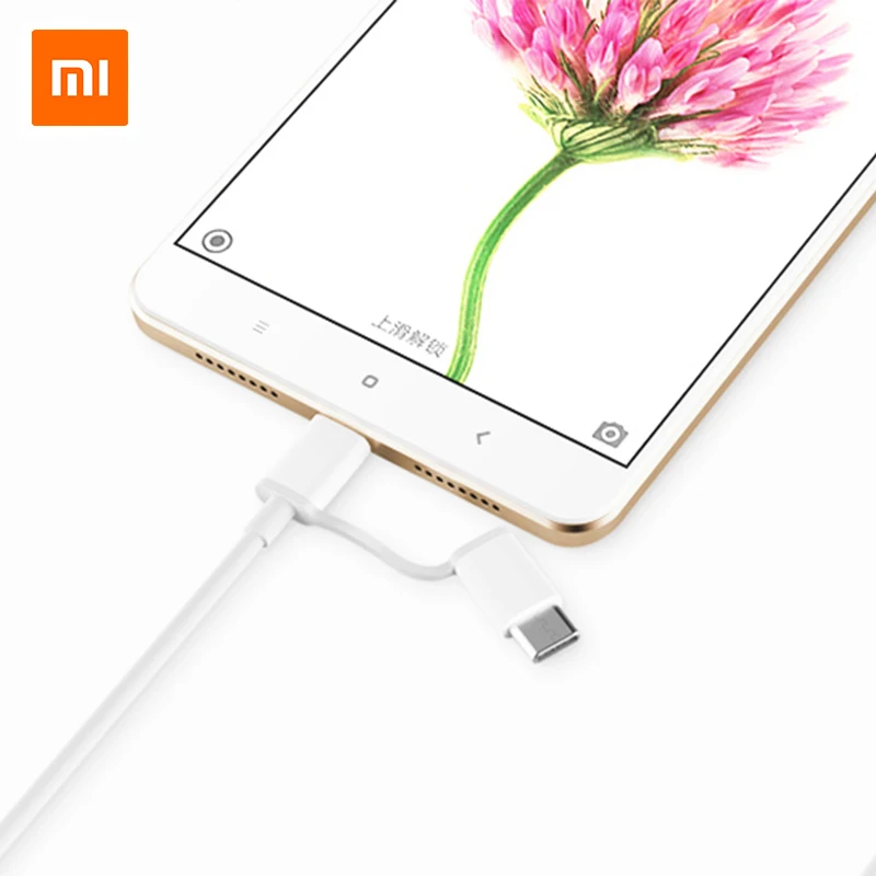Оригинальный кабель Micro USB Xiaomi 2 в 1 для быстрой зарядки и синхронизации данных Type C