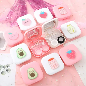 

New Lovely Mini Square Contact Lens Case Portable Travel Glasses Lenses Box Women Girls Eyes Care Cute Cartoon Glasses Soaking