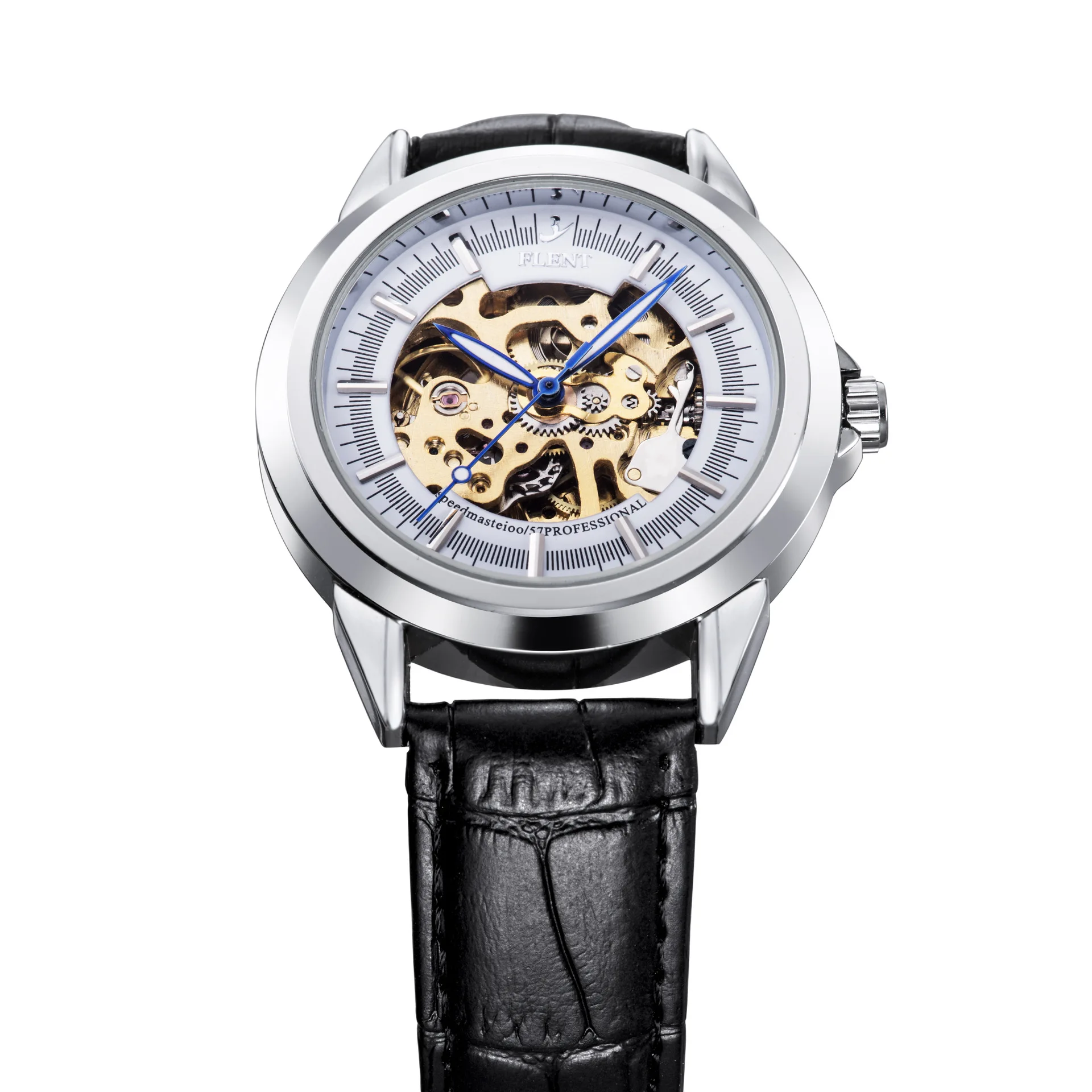 

Fully Automatic Leather Strap Watch Hollow out Business Watch Analog Watch