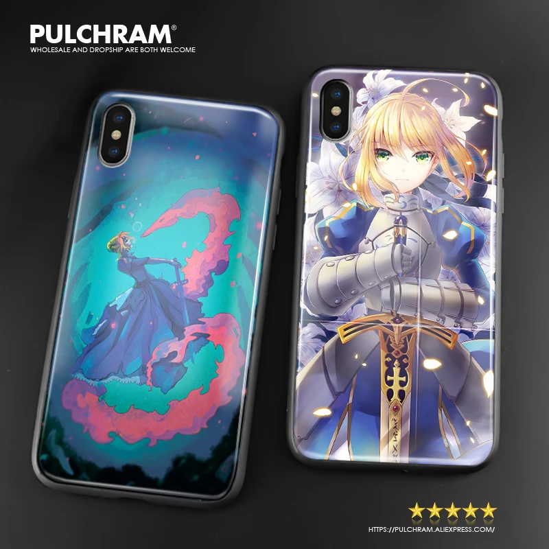 Saber Fate Zero Stay Night Anime Silicone Glass Phone Cover Shell For Apple Iphone Se 7 8 14 Plus X Xr Xs 11 12 Mini 14 Pro Max Phone Cases Case Forcase For Apple Aliexpress