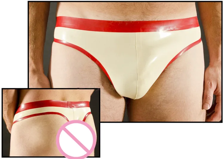 

Sexy men latex briefs with red trims latex underwear