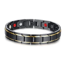 Черный магнитный браслет для мужчин из нержавеющей стали Энергетический Магнит из Германия браслеты для здоровья для мужчин ручная цепочка браслеты для женщин