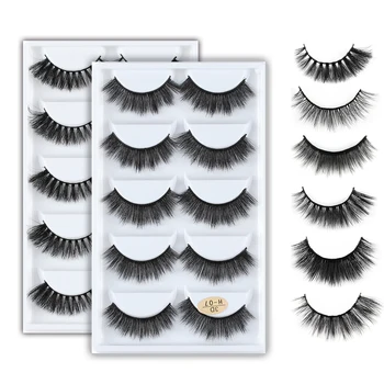 

5Pairs 3D Mink Hair Natural Cross False Eyelashes Long Messy Makeup Fake Eye Lashes Extension Make Up Beauty Tools maquiagem