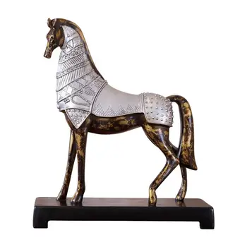 

EUROPEAN CREATIVE HORSE FURNISHING RETRO ARMOR HORSES STATUE RESIN ART&CRAFT HOME DECORATION ACCESSORIES FOR LIVING ROOM R2301