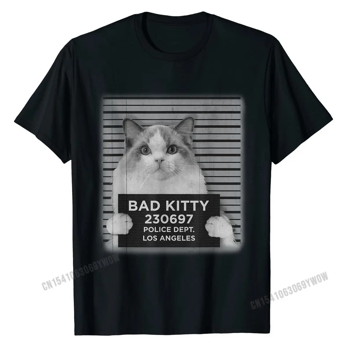 Bad Kitty Mug Shot Divertente Ragdoll Cat Lover T-Shirt Regalo Maglietta Classica Con Stampa 3D Maglietta Da Uomo In Cotone Di Alta Qualità