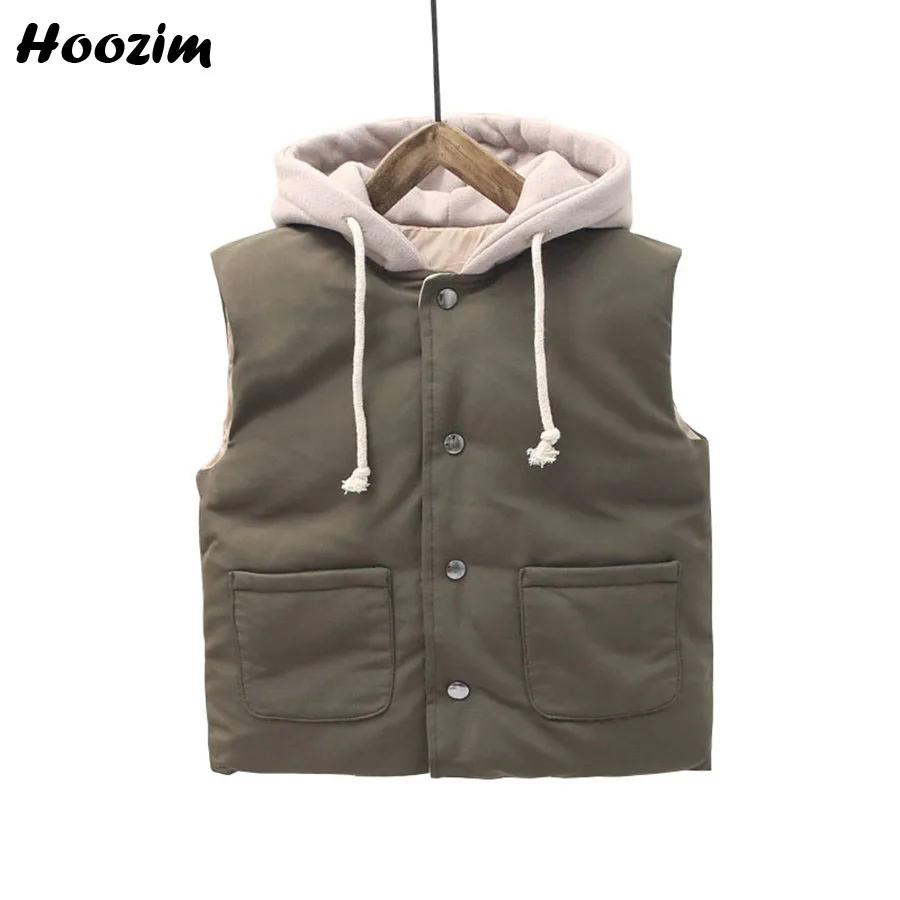 

2019 New Army Green Quilted Vest For Boys 18M-6 Years Fashion Patchwork Hooded Waistcoat Baby Winter Sleeveless Jacket For Girls