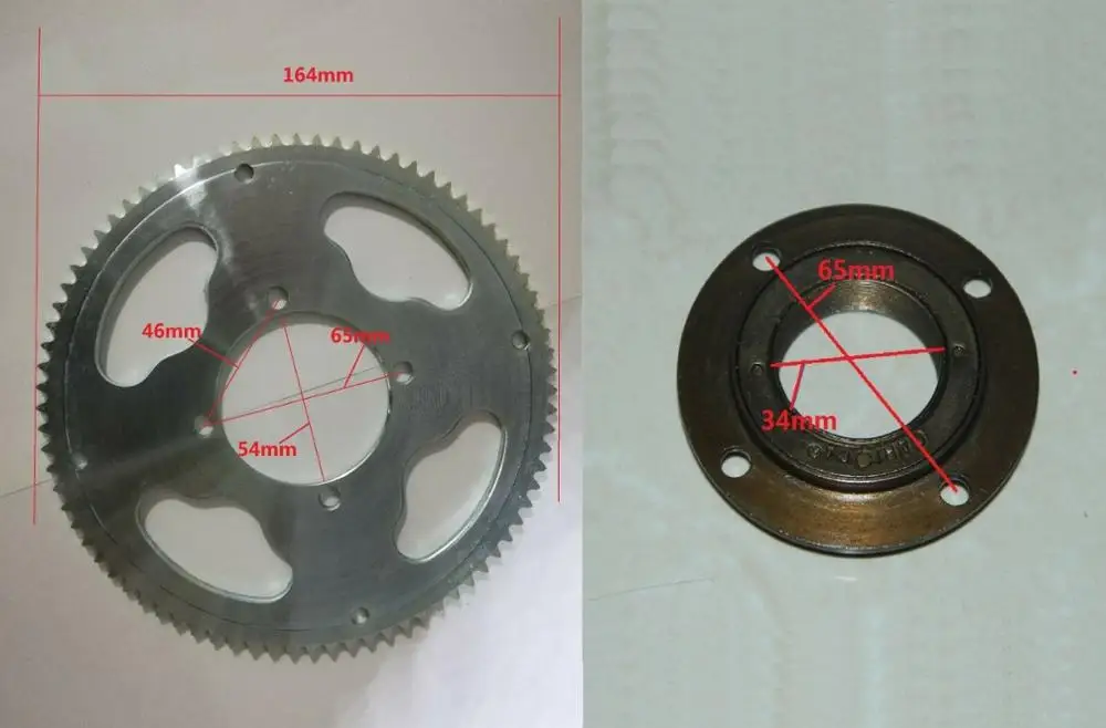 80Tand Freewheel 55T 65T 80T 25H Chain Drive Plate 54MM Rear Sprocket&Clutch Bearing Freewheel - Color: 80Tand Freewheel