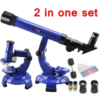 

Telescope & 100x 200x 450x Microscope Educational Intelligence Toys Student Child New Year Gift Learn Science Nature Educational