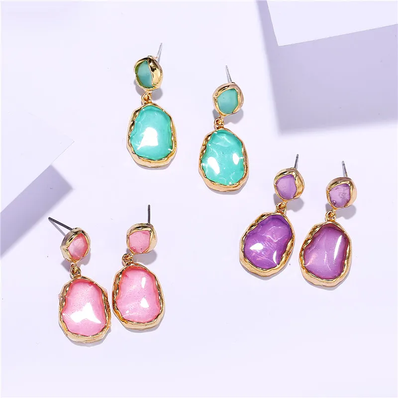 

IF YOU Geometric Cute Jelly Acrylic Dangle Earrings For Women Girls Pink Statement Drop Earring Fashion Earings Jewelry 2019 New