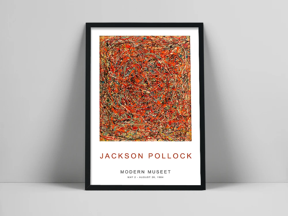 Jackson Pollock NUmber 28  oil Paint  Re print Framed CANVAS Wall Art Home Decor