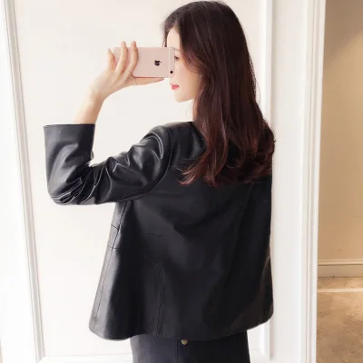 MESHARE Women Spring Genuine Real Sheep Leather Jacket R14