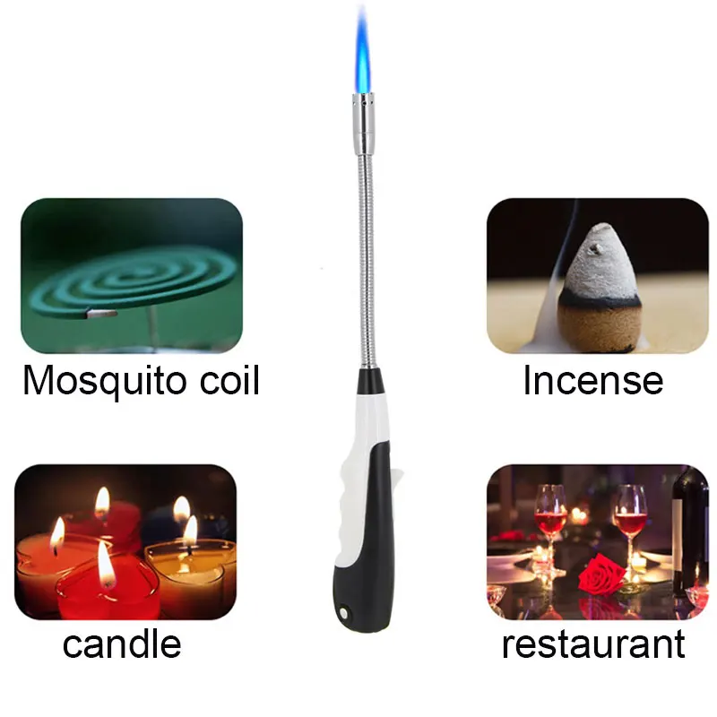 Зажигалка Факел струйные зажигалки 360 градусов Регулируемая зажигалки для кухни барбекю камин DNJ998 - Цвет: Черный