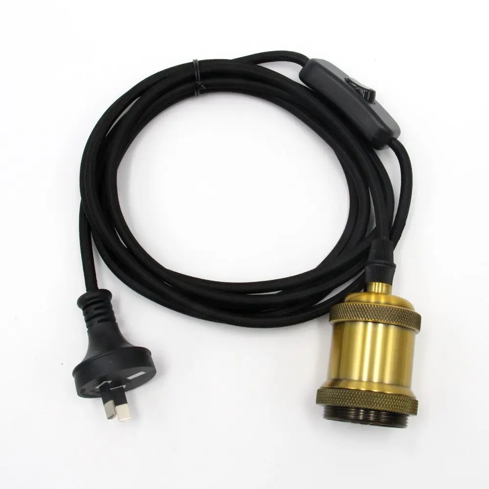 AC 240V Australia Plug Fabric Cords with Switch Vintage E27 Fittings Bulb Lamp Holder For Hanging Wall Bracket Lights