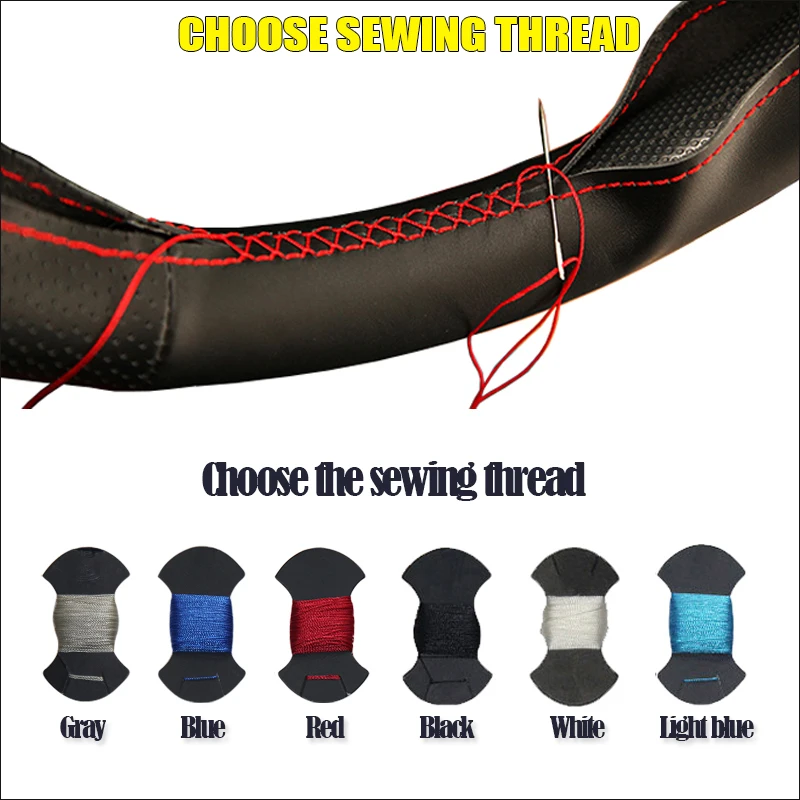 WCaRFun сшитый вручную черный чехол рулевого колеса автомобиля из искусственной