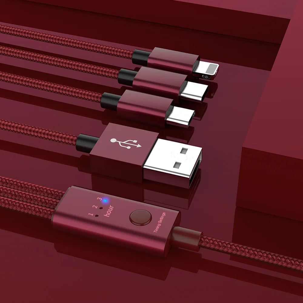 3 в 1 8Pin usb type C Micro USB кабель для iPhone 8X7 samsung Nokia Smart синхронизации USB быстрая зарядка кабели Нейлоновый Шнур Универсальный - Color: Red