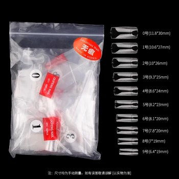 

500 Pieces Clear No trace French False Acrylic Nails UV Gel Ultra Flexible-Size # 0- # 9-Pack of 500 False Nails