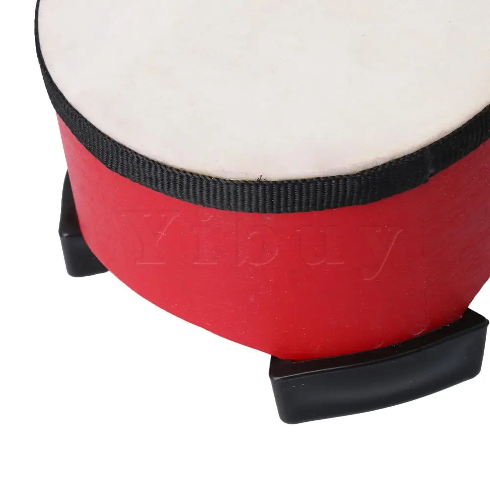 Yibuy красный деревянный барабан с барабанной палкой Дети Orff детская музыкальная игрушка