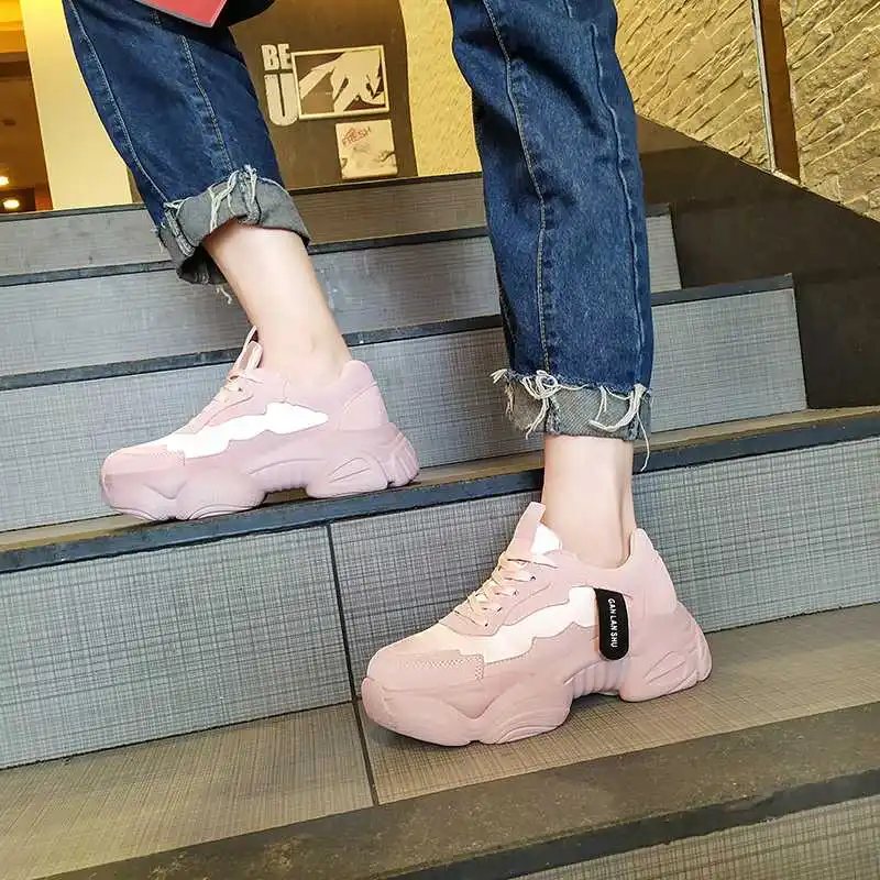 Taoffen/Женская обувь для бега; мягкие кроссовки; спортивная обувь; женская повседневная обувь на платформе со шнуровкой и круглым носком; Размеры 35-40