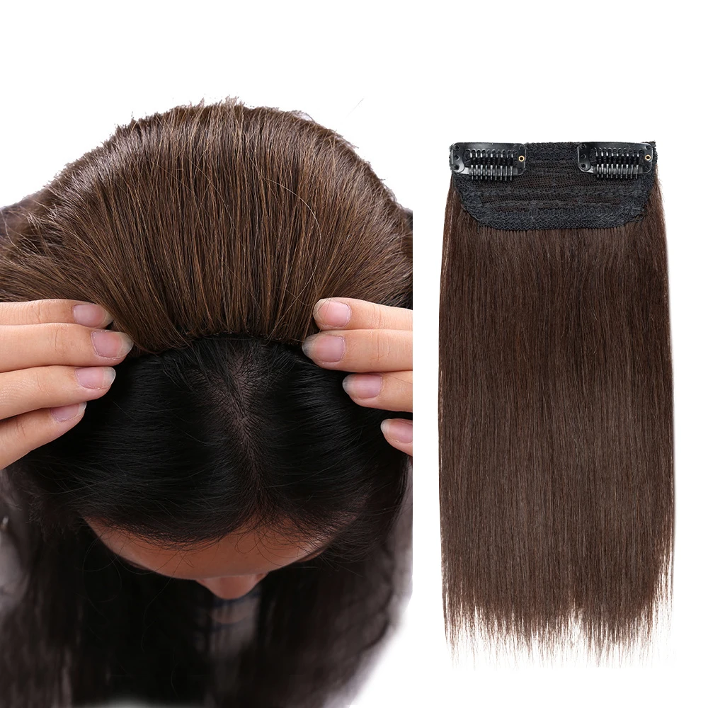 Isheeny-Pinza de pelo humano para hombre o mujer, almohadilla de pelo Remy en ambos lados, 1 unidad