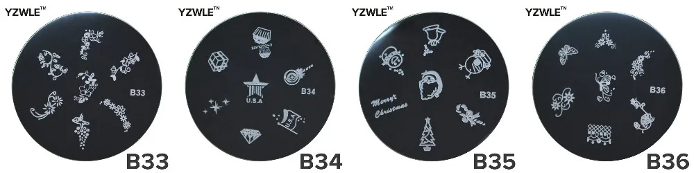 1 Sheet Stamping Nail Art Image Plate, 5.6cm Stainless Steel Template Polish Manicure Stencil Tools(YZWLE-04