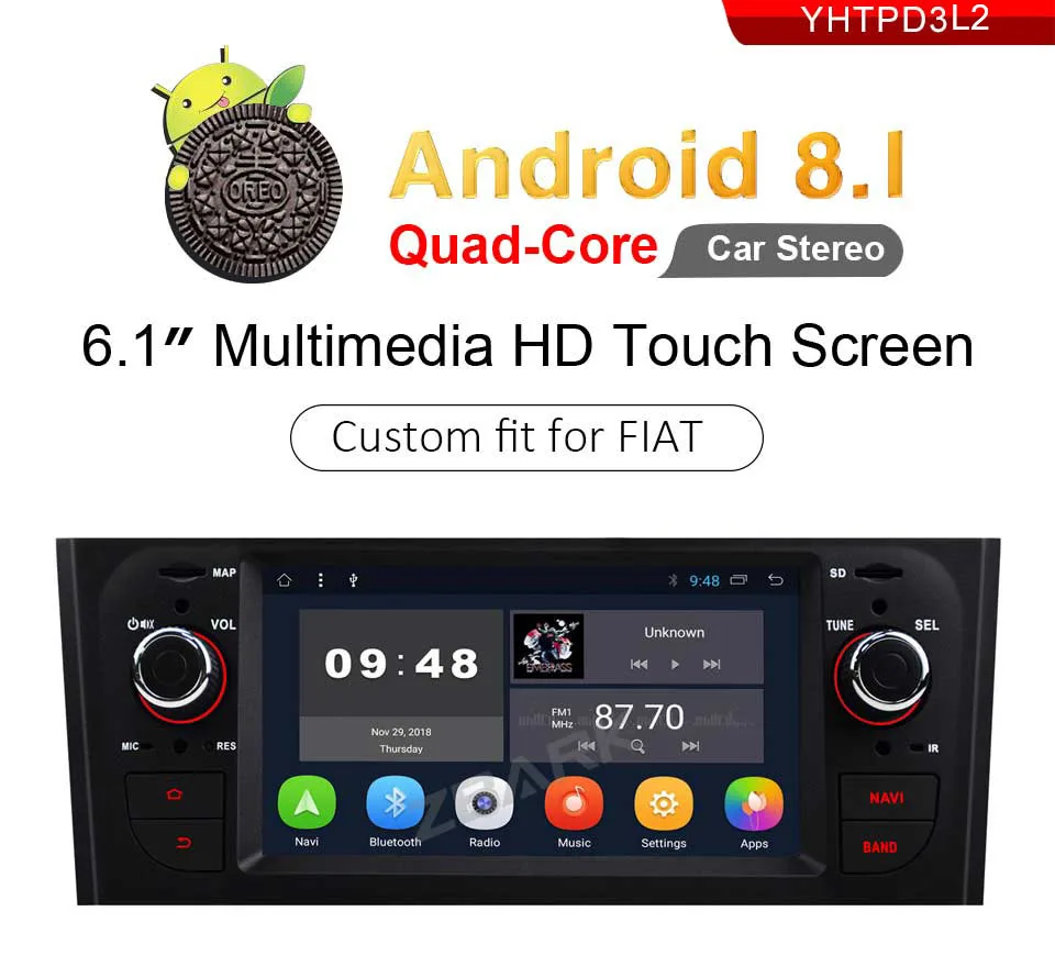 Excellent 6.1 inch Touch Screen Car Stereo RAM 2GB GPS Android 1din  for FIAT Grande Punto 199/310 2005-2009 Linea 323 2007-2011 YHTPD3L2 0