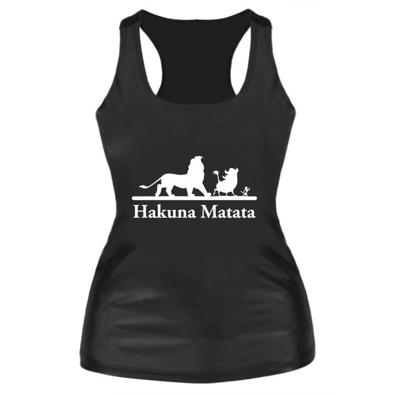 Hakuna Matata lettera Женская майка для фитнеса Топы Плюс Размер Женский Повседневный жилет - Цвет: 19bx012