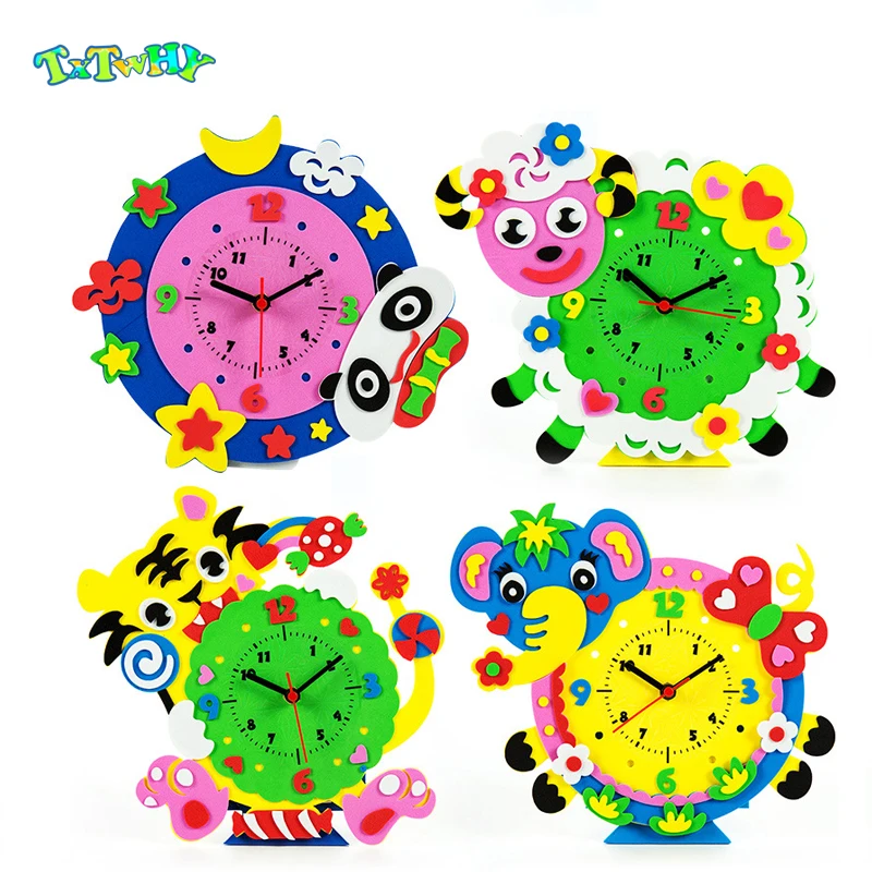 

Kids DIY Toys Creative Handmade 3D Animal Learning Clock Kids Crafts Educational Montessori Educational Toys For Children Gift