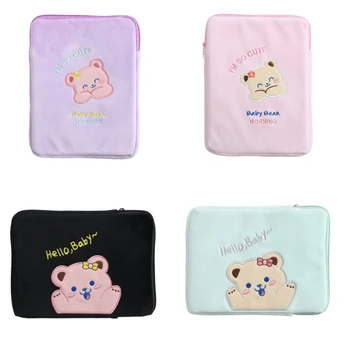 

Stylish Cartoon Flannel Tablets Travel Laptop Bag for 9.7in 10.5in 11in Tablet Protective Organizer Holder Case