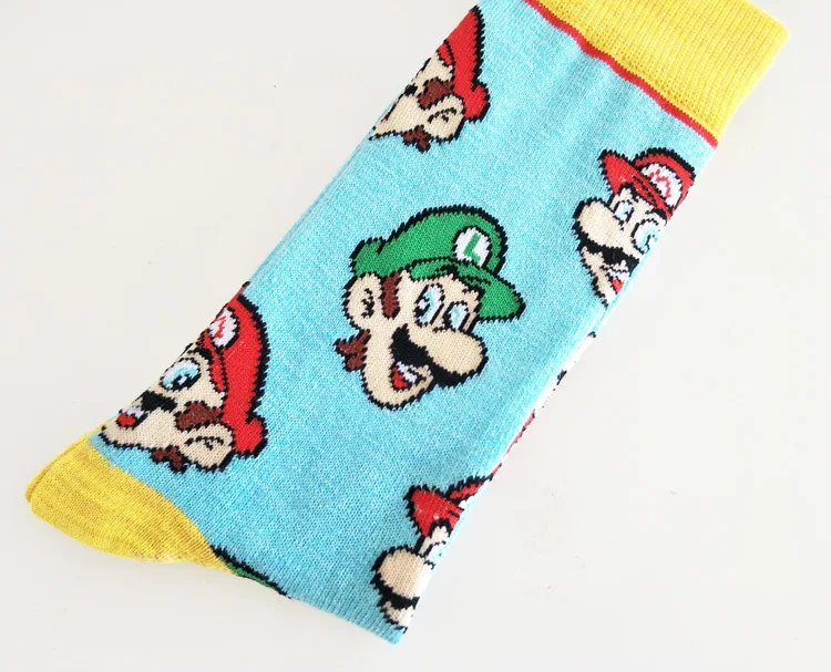 Носки с принтом игры Super Mario Bros Luigi мужские хлопковые носки милые забавные мультяшные дышащие впитывающие пот мягкие удобные спортивные повседневные носки