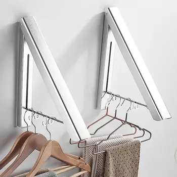 

New Folding Clothes Hanger Foldable Multifunction Wall Mounted Clothes Rail Drying Rack Adjustable Saving Space Home Supplies