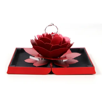 

Gift Holder Flick Open Lightweight Proposal Rose Ring Box Embossing Paper Jewelry Storage Bump Display Engagement Portable Case