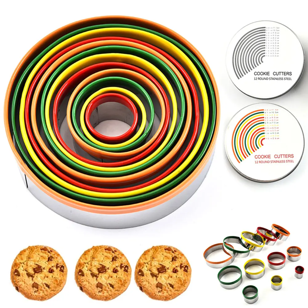 

12 Pcs Mousse Circle Round Cake Mold Stainless Steel Donut Fondant Biscuit Mold Kitchen Gadget Baking Tool Mould stampo Schimmel