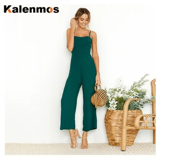 

KALENMOS Summer Long Jumpsuit Sexy Zipper Women Rompers Sexy Black Red Backless Sleeveless Party Work Elegant One Piece Tops