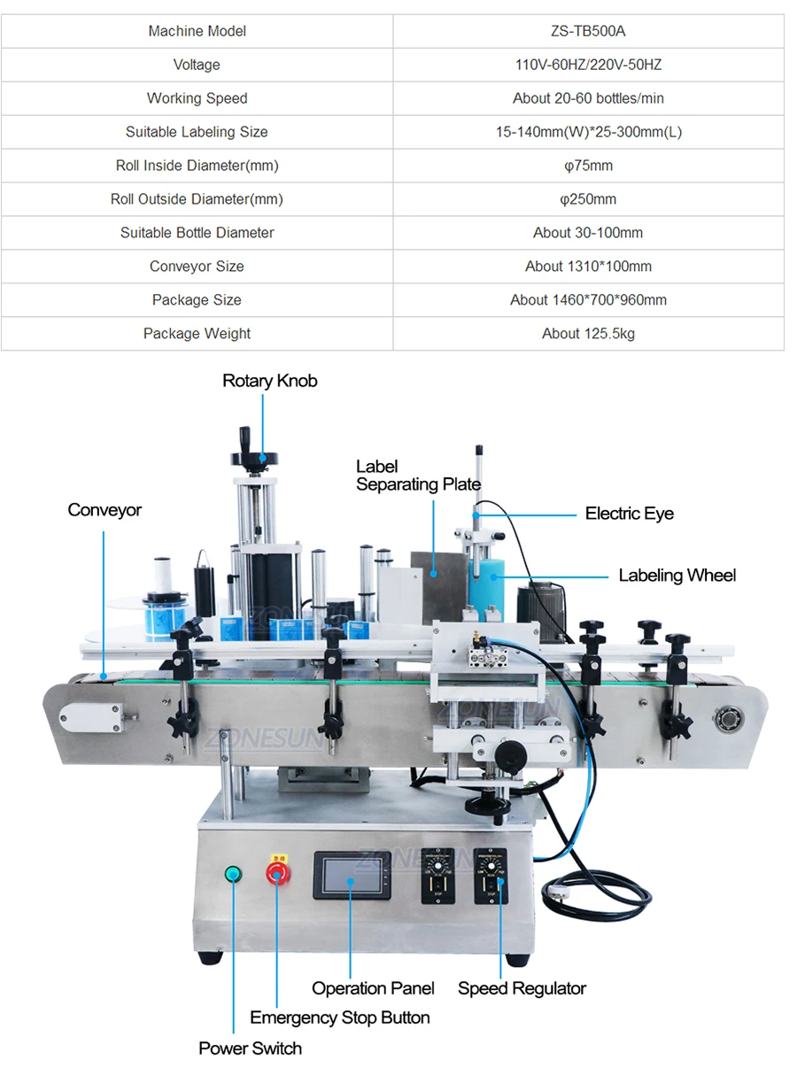 ZONESUN Desktop 4 Heads Liquid Filling Capping And Round Bottle Labeling Machine