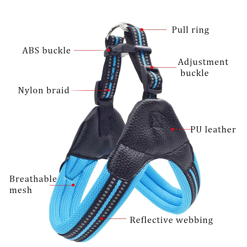 Breathable Nylon Mesh Dog Harness Reflective Adjustable Dog Harness Pet Leash Accessories Pet Collar Leash for Dogs
