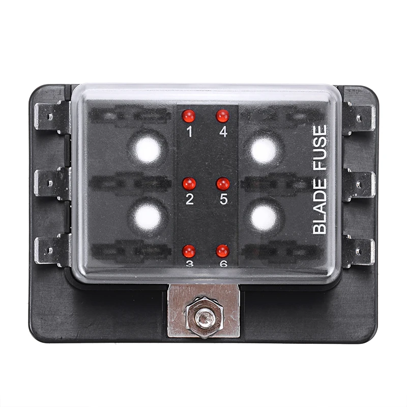 

Automotive 12V 24V 6-Way LED Blade Holder Fuse Box Block Case with Negative Universal For Car Boat Truck