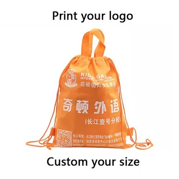 

100pcs drawstring backpack bags custom logo bags non woven fabric nylon polyester fabric bags high quality custom bags logo