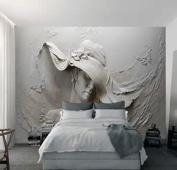 

3d mural customization background wall relief gray American oil painting modern abstract art wall painting living room bedroom