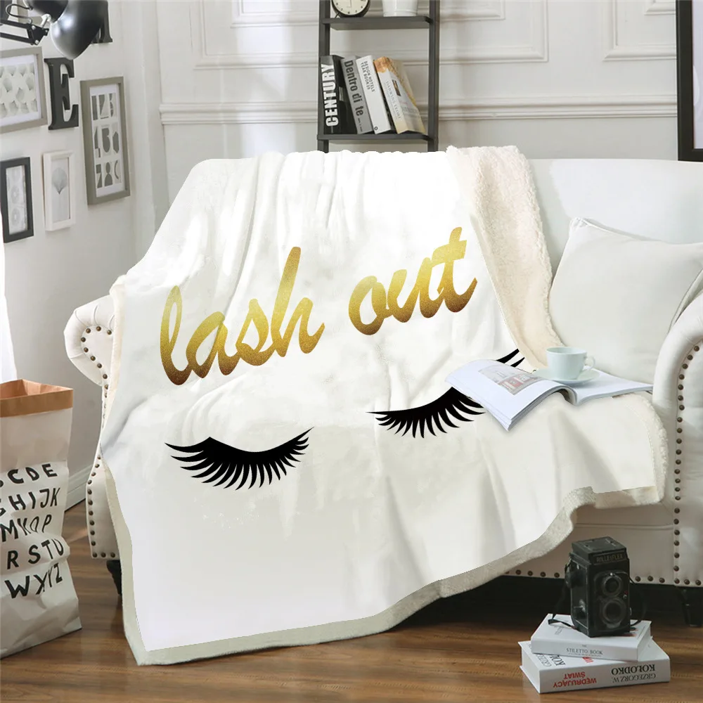 Eye Lashes Throw Blanket Printed Warm Weighted Blankets For Beds Double