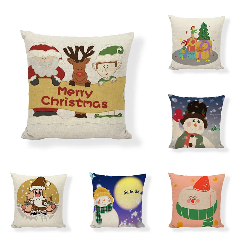

Pillow Case Linen Christmas Pillow Case Autumn Furniture Decoration Santa Cushion Cushion Sofa Chair Cushion Cover