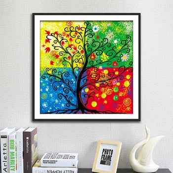 

5D Diamond Painting By Numbers Full Square Four Seasons Tree Cross Stitch Diamond Mosaic Kits Art Pictures Home Decor For Adult