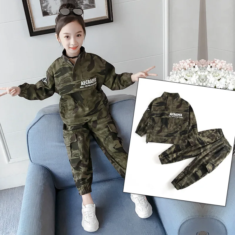 

2019 New Style Casual CHILDREN'S Suit Men And Women Children Autumn School Uniform Big Boy Children Camouflage Two-Piece Set