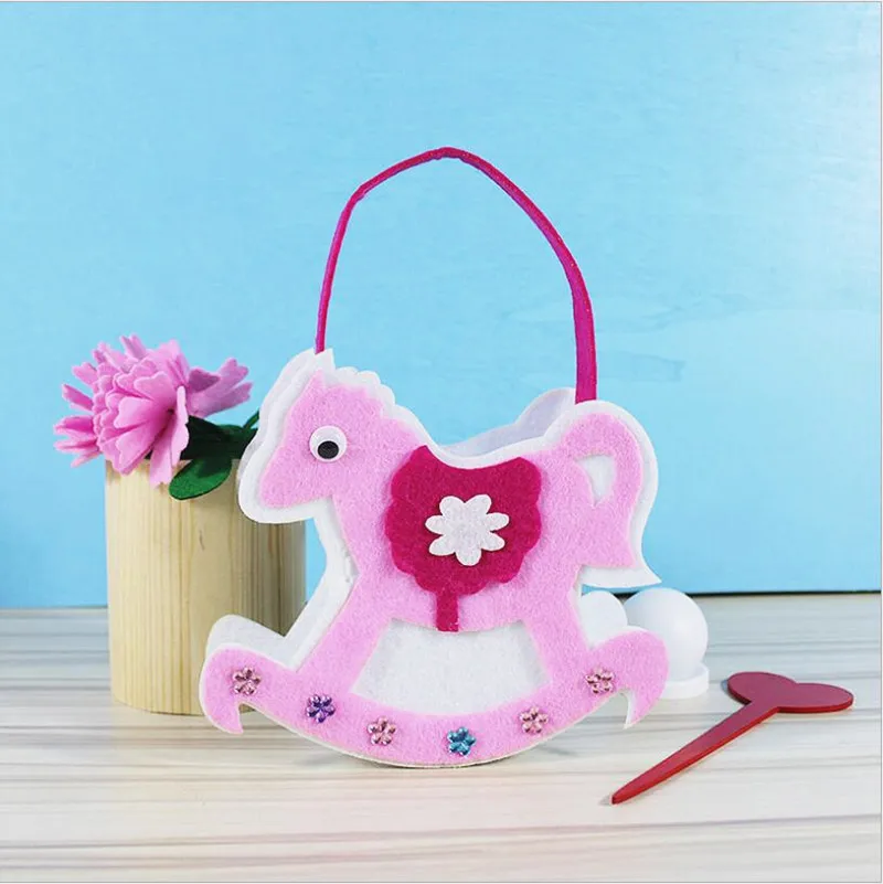 Нетканые тканевые сумки DIY для детей, швейные игрушки, мини-сумки, красочные ручные сумки с мультяшными животными для детей