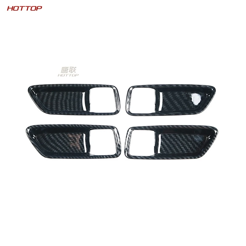 Carbon fibre 4pcs Крышка внутренней дверной ручки дверная чаша рамка отделка Наклейка для Toyota Corolla - Название цвета: Carbon fibre 4pcs