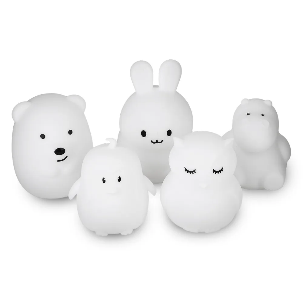 Mini Animal Night Light Cute Cartoon Night Lamp Portable 9 Colors Silicone Bird Bedroom Bedside Lamp For Children Kids Baby Gift