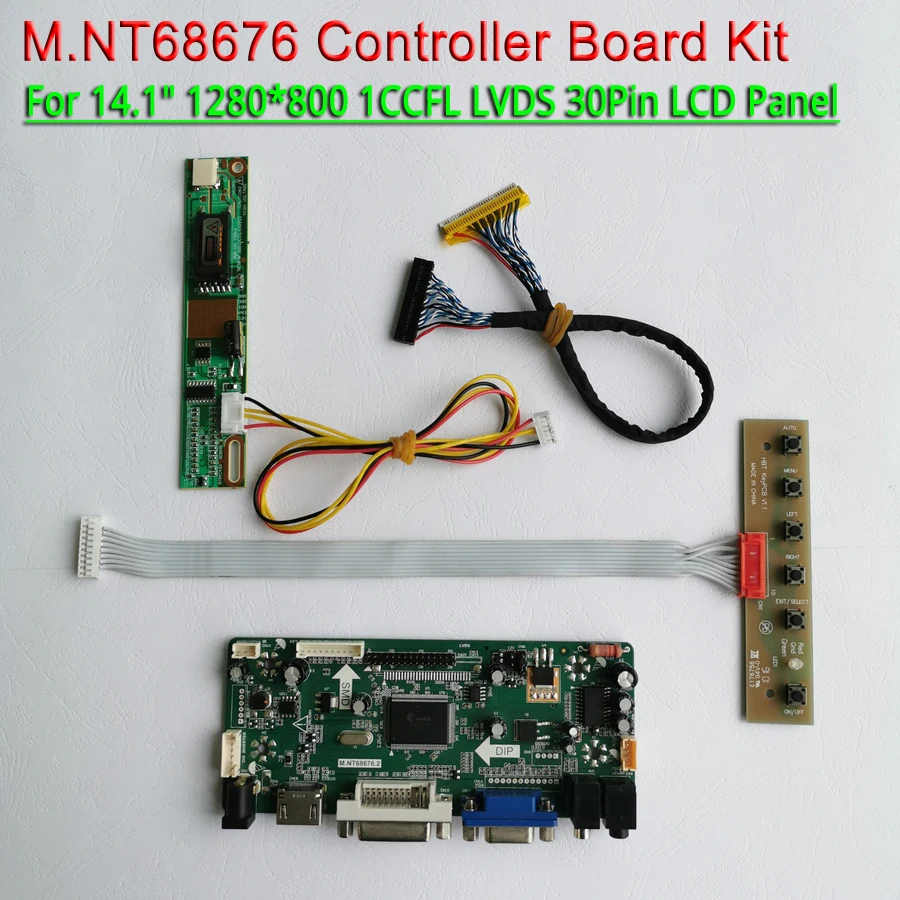 Для LTN141W1 LTN141W3 Инвертор+ кабель 1280*800 1CCFL 14," HDMI+ VGA+ DVI LVDS 30-Pin M. NT68676 ЖК-дисплей контроллер карты DIY kit