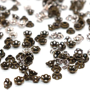 

5mm For Jewelry Making Bead End Caps 200/400pcs Zinc Alloy Tibetan Silver Plated Bronze Flower Beads Caps Metal Bead Caps Charms