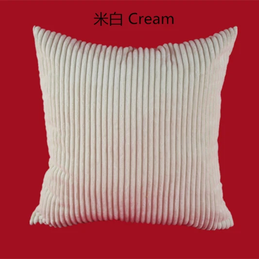 Stripe Cream В полоску и клетку; мягкий чехол Мягкий Подушка полиэстер вельвет, плисовые, однотонный цвет, подушка в виде елки Чехол диван, домашний декор 30 35, 40 x40 45 50 изготовленный на заказ - Цвет: Stripe Cream
