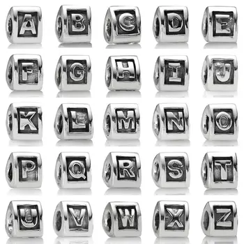 

A-Z Authentic 925 Sterling Silver Bead Charm Vintage Triangle Alphabet 26 Letter Beads Fit Bracelet Bangle DIY Jewelry