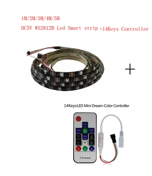 

1-5m DC5V WS2812B Led Strip 30 pixels/leds/m WS2812 IC Smart 5050 RGB led light+LED Controller